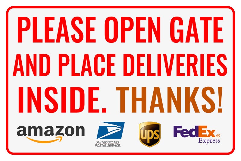 Bestylez Please Open Gate and Place Deliveries Inside - Bestylez Delivery Sign for Outdoor Use 12"" * 8"" (155) - Image 1